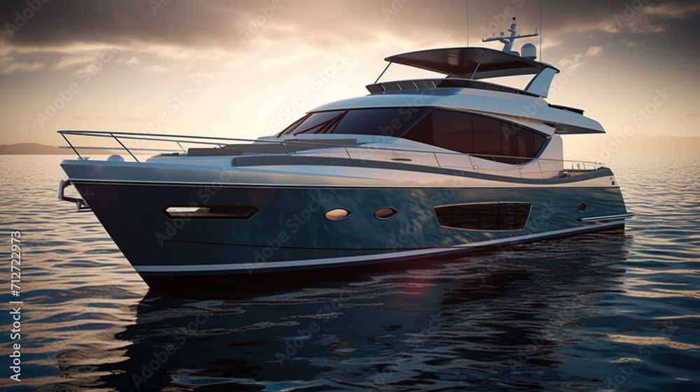 Futuristic Luxury Yacht - obrazy, fototapety, plakaty 