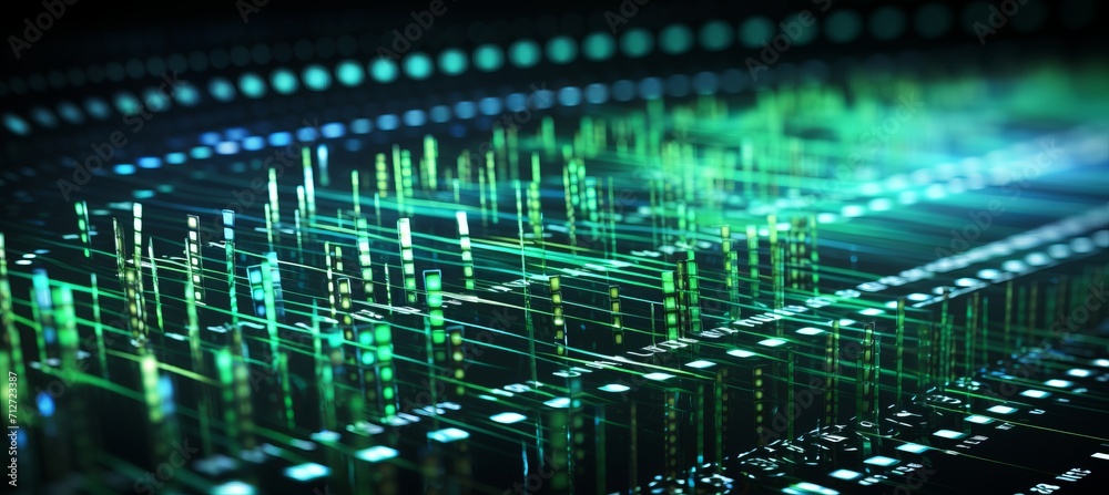 Abstract digital grid background with matrix of digital data and technological network concept