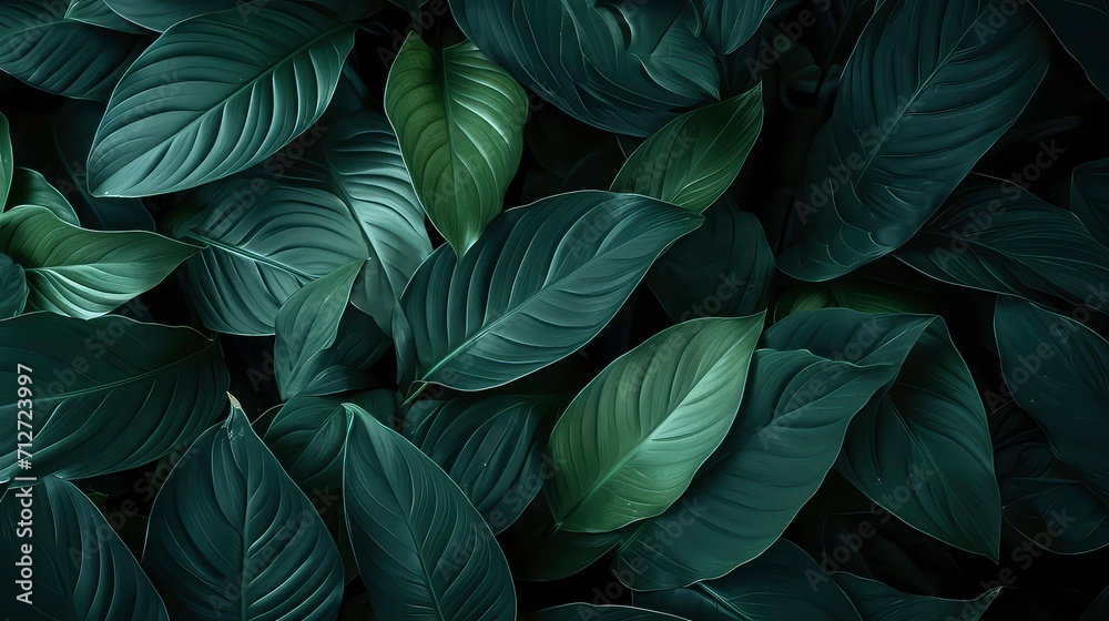 leaves of Spathiphyllum cannifolium, abstract green texture, nature background, tropical leaf leaves of Spathiphyllum cannifolium, abstract green texture, nature background, tropical leaf