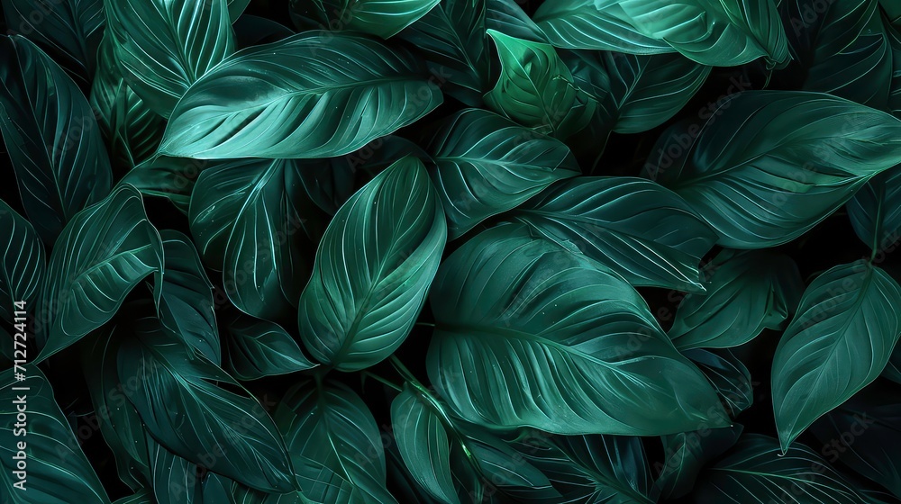 closeup nature view of green leaf in garden, dark tone nature background, tropical leaf closeup nature view of green leaf in garden, dark tone nature background, tropical leaf