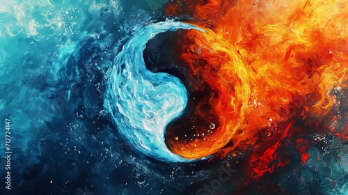 Painting of Fire and Water Yin Yang photo