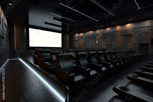3D modern movie theater. Generative AI © Maria