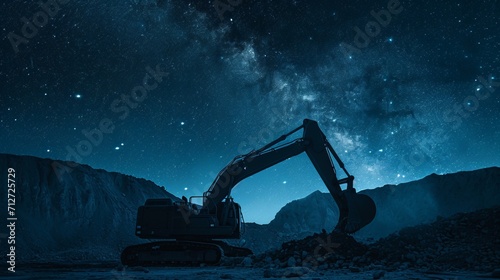 Midnight Excavator at Work, Construction in the