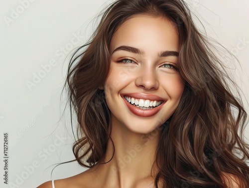 Just look at that stunning smile. Portrait of a stunning young woman with smooth, glowing skin.