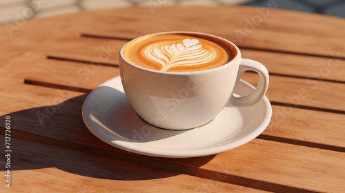 Tasse de café ou cappuccino. Boisson chaude, ambiance chaleureuse et relaxante. Arrière-plan pour conception et création graphique. © FlyStun
