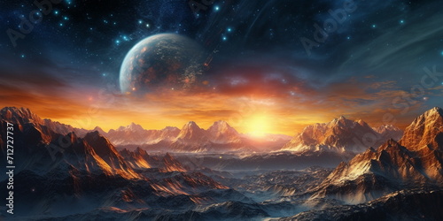 alien mountain night landscape