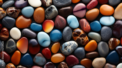 Seamless pattern of colorful stones, pebbles. 3d illustration. Repeatable background, Generate AI
