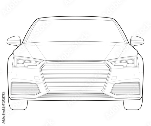 Car isolated illustration, vector line art, transport vector, sports car, modern car, car concept, line vector, car