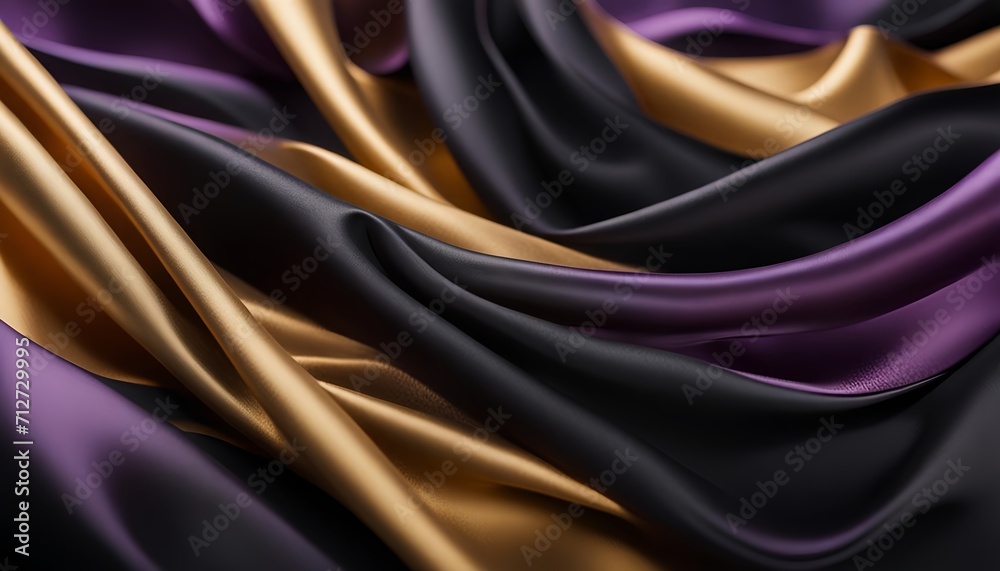 Abstract background - luxurious 3d  black, purple and golden wave business background. Creative business background