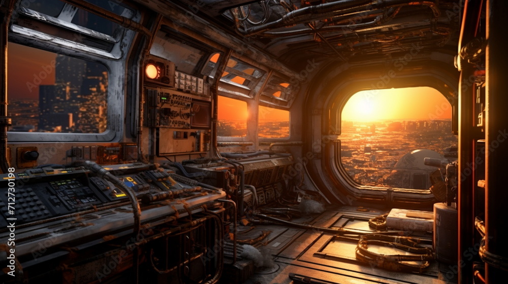 cabin of a spaceship, shuttle