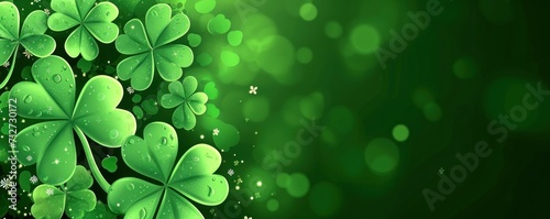 Shamrock  four leaf clover background banner with copy space. Happy St. Patrick's Day photo