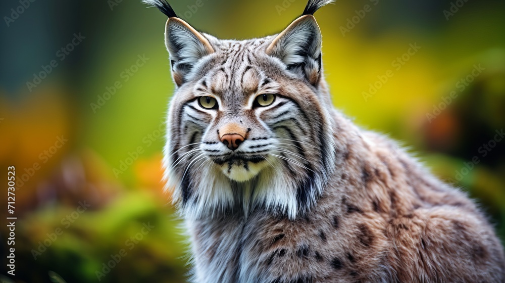 Fototapeta premium Majestic bobcat close up portrait in natural habitat, showcasing wildlife beauty in stunning photo.