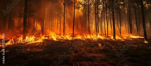 Humans are responsible for the burning of the forest fire disaster.