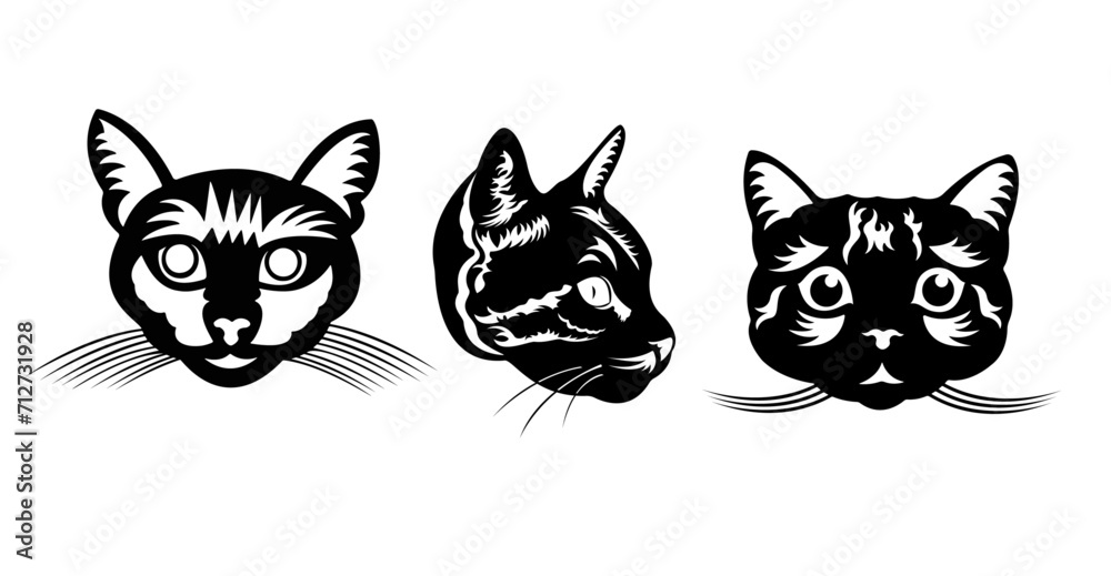 black and white cat face collection black and white cat face collection