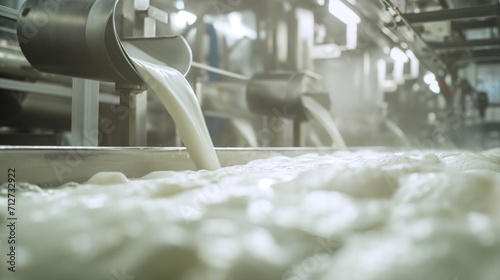 Milk production factory, AI photo