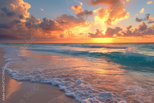 Sunrise over beach in Cancun © Alizeh