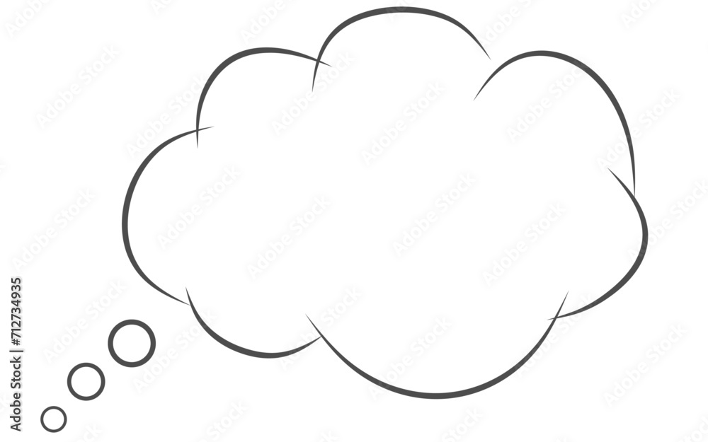 Thought cloud icon vector image, outline vector thought cloud