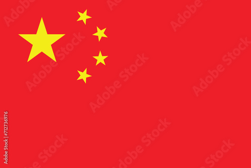 Flag of China original size and colors vector illustration, National Flag of the Peoples Republic of China, Five-starred Red Flag, Chinese Communist Revolution