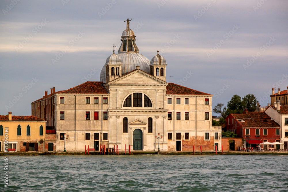 The impressive large Church of Santa Maria della Presentazione, usually known as the Le Zitelle, in Venice, Italy.

