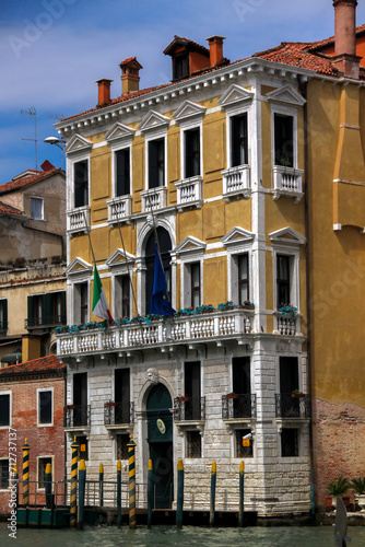 Photography The beautiful yellow and white brick building on the canal called Palazzo Civran Grimani is a Neoclassical palace in Venice, Italy