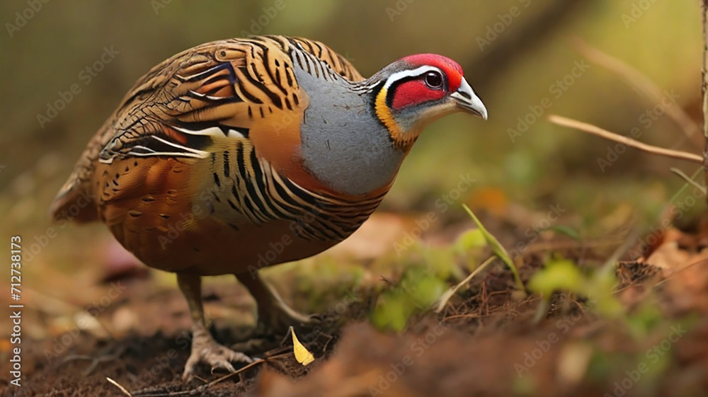A colorful partridge standing in jangle A colorful partridge standing in jangle