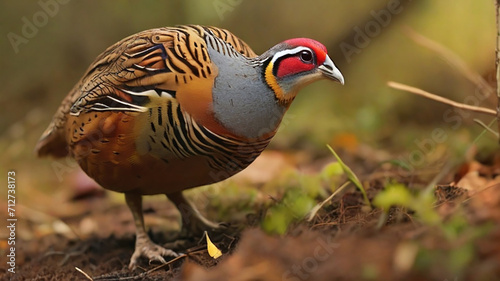 A colorful partridge standing in jangle photo