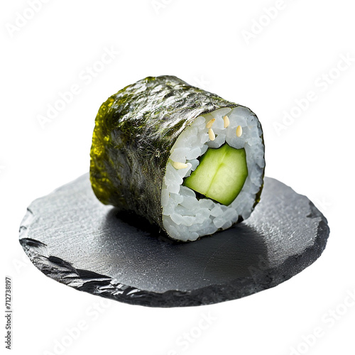 cucumber maki suhsi isolated on transparent background photo