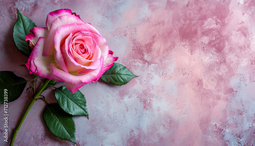a pink rose with a studio background