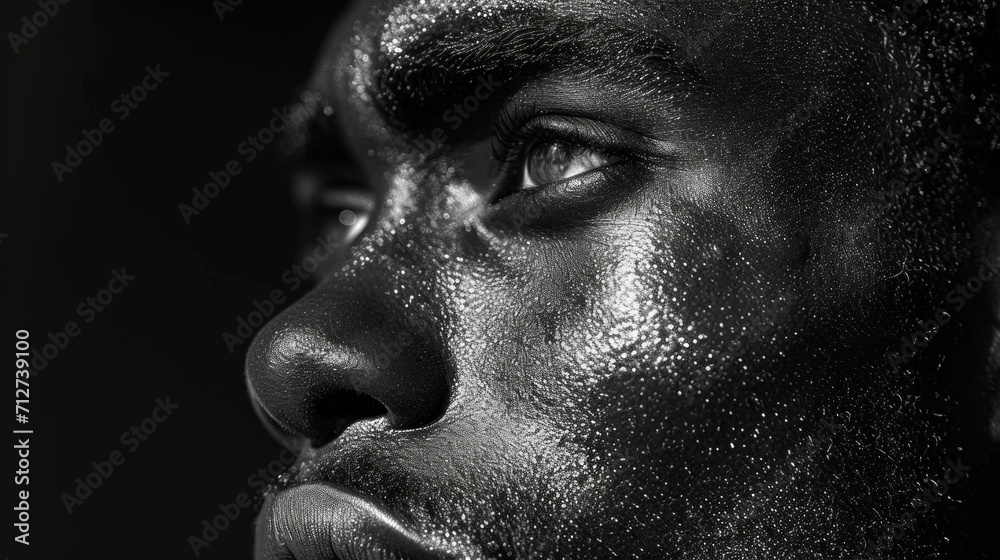 Close-up portrait of black man with wet face. Afircan equality. Close-up portrait of black man with wet face. Afircan equality.