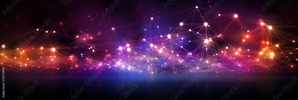 Naklejka premium Dynamic particle visualization in abstract space background with big data representation