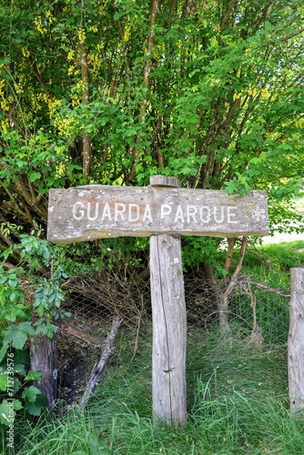 Guardaparque wooden sign on park photo