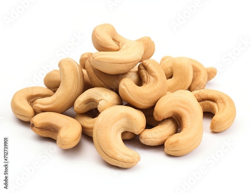Roasted and Salted Cashew Nuts Isolated on White Background photo