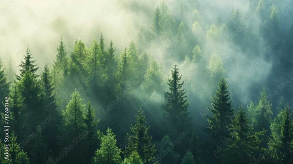 Dense Forest With Abundant Green Trees and