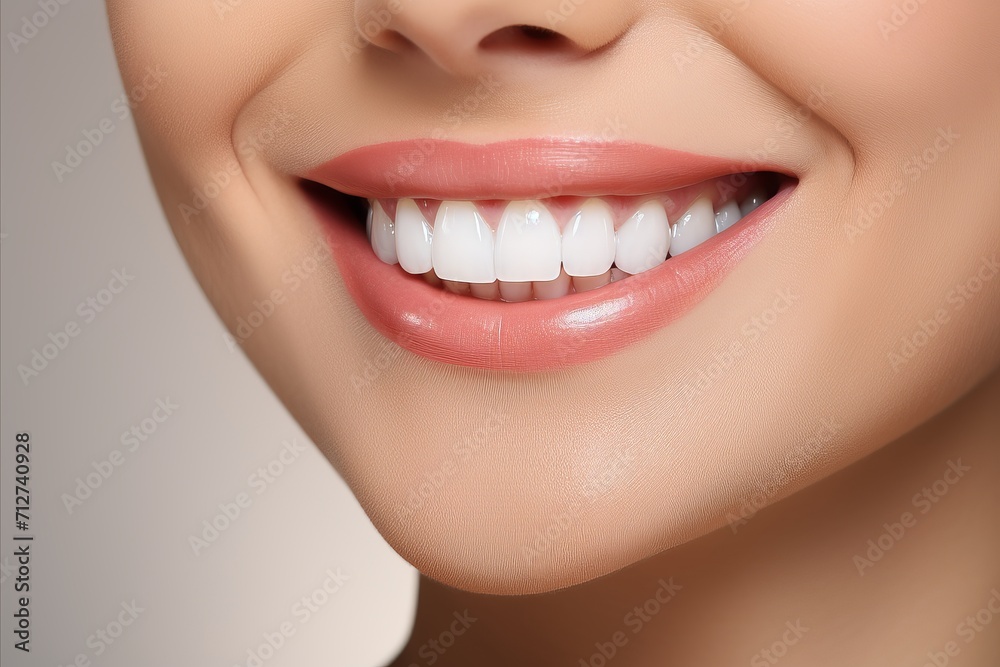 Portrait of beautiful woman with stunning smile and snow-white teeth - dental whitening concept. Dentistry and dental health Portrait of beautiful woman with stunning smile and snow-white teeth - dental whitening concept. Dentistry and dental health