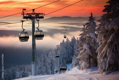 Skiing getaway at Vermont's Killington Resort in New England. Generative AI