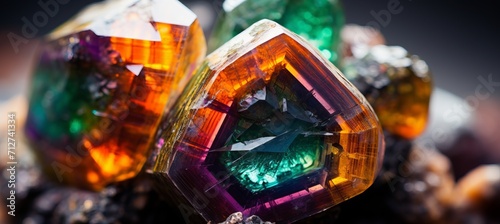 Rare gemstone under magnification, showcasing intricate inclusions and facets in stunning detail