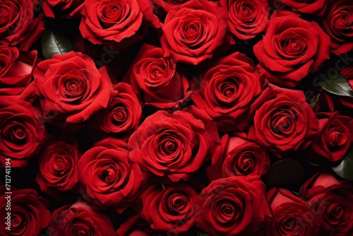 Background of red roses representing love on Valentine s Day. Generative AI