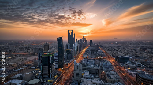 Riyadh city, Saudi arbia Riyadh, landscape view city view. Generative Ai photo