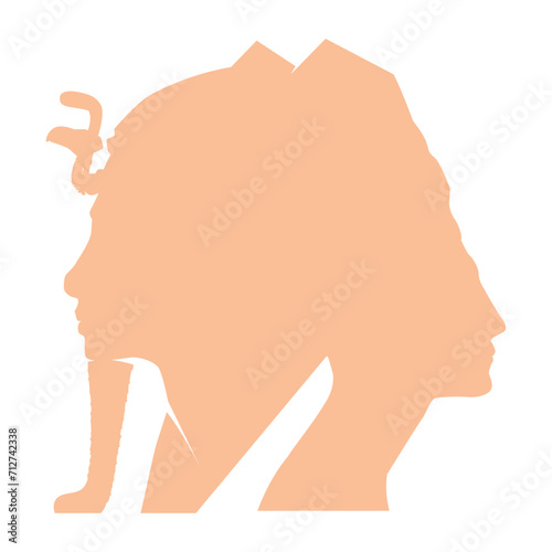 T-shirt design with close-up profiles of Nefertiti and Tutankhamun. Pharaohs of Egypt.