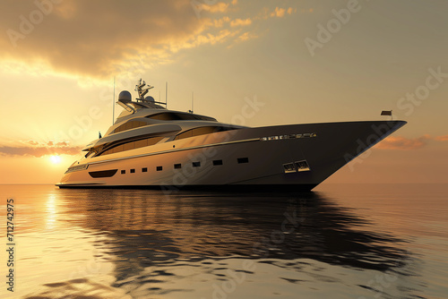 yacht in motion at sunset © AAA