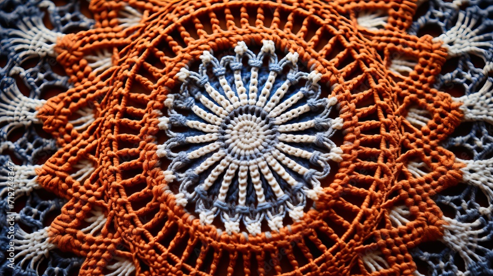Close up of delicate needlework and floral patterns in intricate lace embroidery macro shot