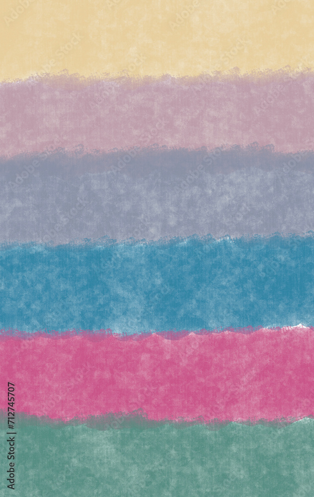 Fototapeta premium Rough Textured Thick Crayon Horizontal Streaks Background Painted in Yellow, Pink, Gray, Blue and Green