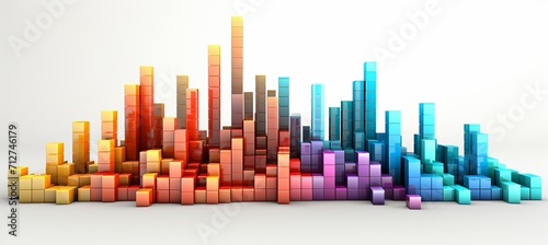 Colorful business and office statistics with data analysis charts on white background