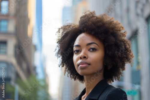 Woman With Afro Standing in Street