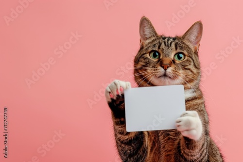 Cat Holding Blank Sign