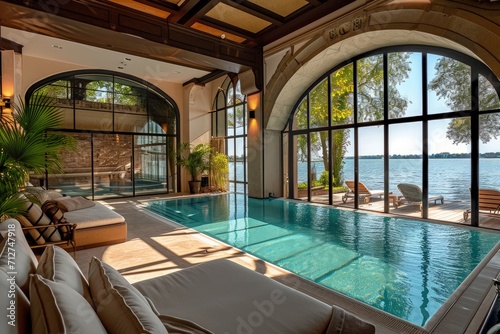 Spacious Indoor Pool Overlooking Water