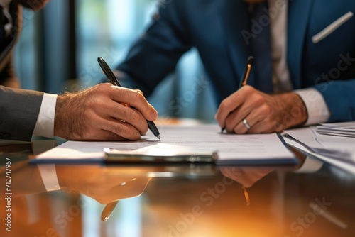 Two Men Writing at Table