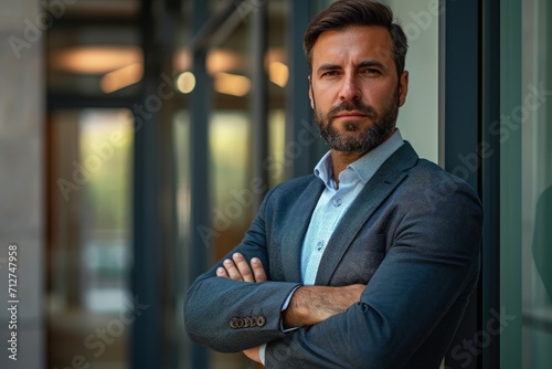 Man Leaning Against Wall With Crossed Arms