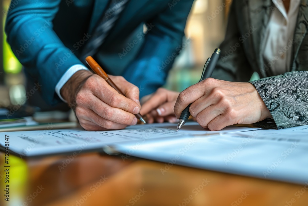 Business Partners Signing Papers at Table Business Partners Signing Papers at Table