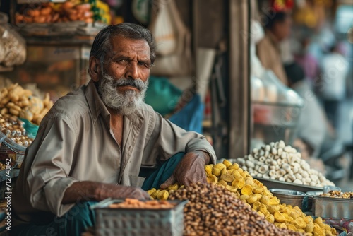 Man Sitting in Front of Food